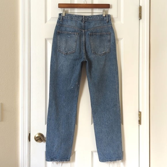 We The Free Dakota Distressed Medium Wash High Waisted Straight Leg Jeans 27 - Picture 4 of 15
